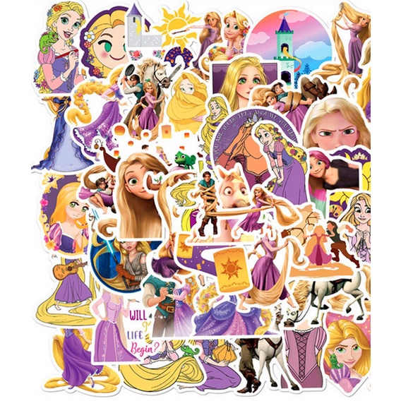 A137 STICKER 10PCS (TANGLED RAPUNZEL) anti air notebook scrapbook label tempel motif kartun superhero super hero unik lucu atk alat tulis kantor murah viral termurah kartun komputer leptop handphone hp smartphone koper laptop tembok kulkas disney anime