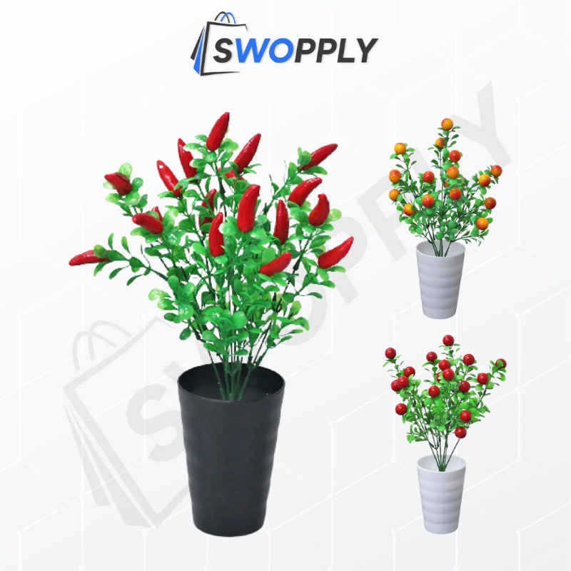 Swopply PT48 Pot Tanaman Hias Bunga Hias Plastik Ornamen Pot Bongsai Artificial Flower Decoration