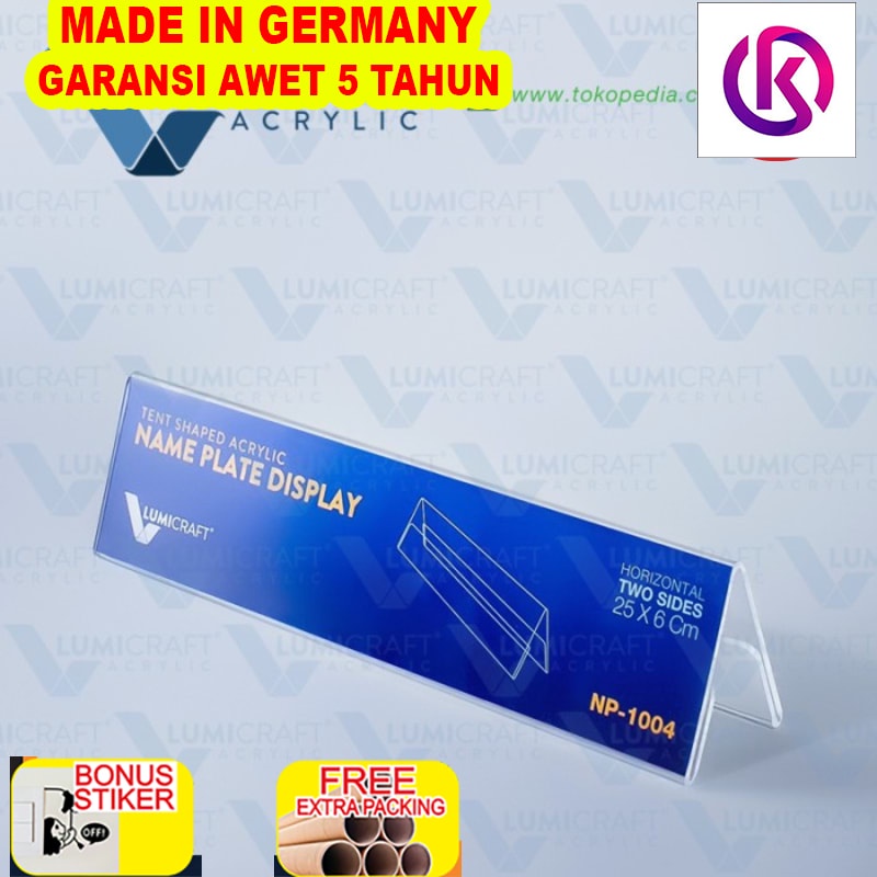 

Promo Label/Name Plate Display/Stand Acrylic/Akrilik Model Tenda - 25 x 6 Cm