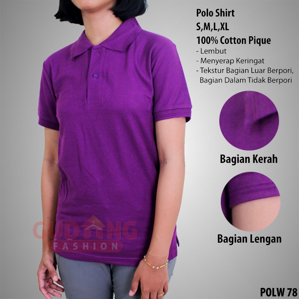 Kaos Pendek Polos Berkerah Wanita - POLW 78