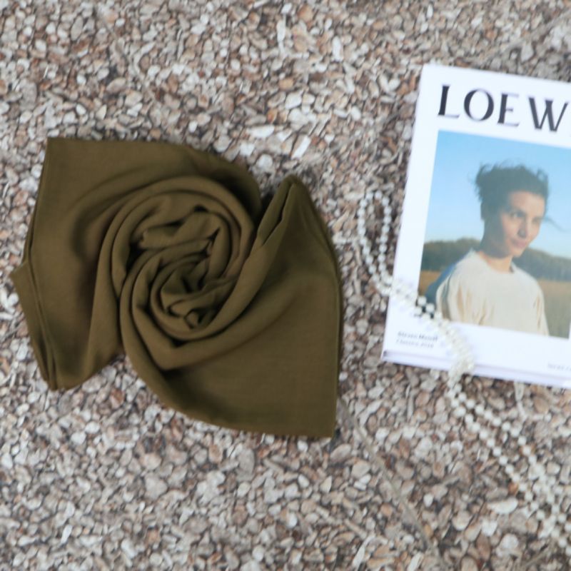 PASHMINA CRINKLE AIRFLOW COTTON SHAWL PREMIUM | PASMINA-Seaweed(olive)