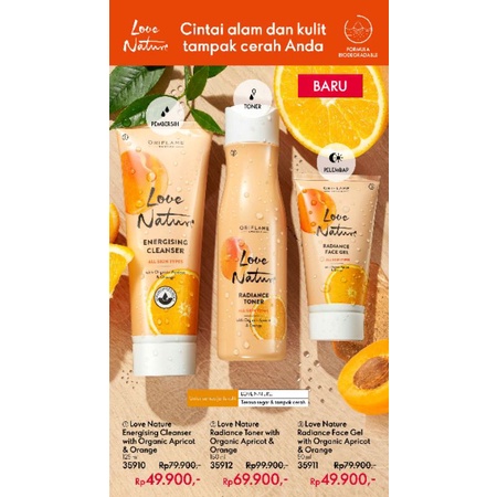 Love Nature Radiance With Organic Apricot &amp; Orange Energising Cleanser/ Toner/ Face Gel