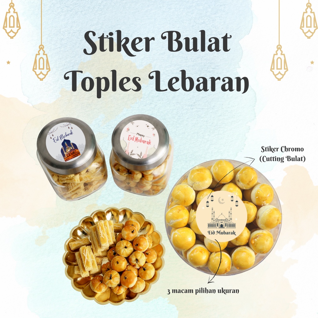 (Bulat) Sticker Label Toples Nastar Toples Kue Kering Lebaran 2023 Label Toples Kue Custom