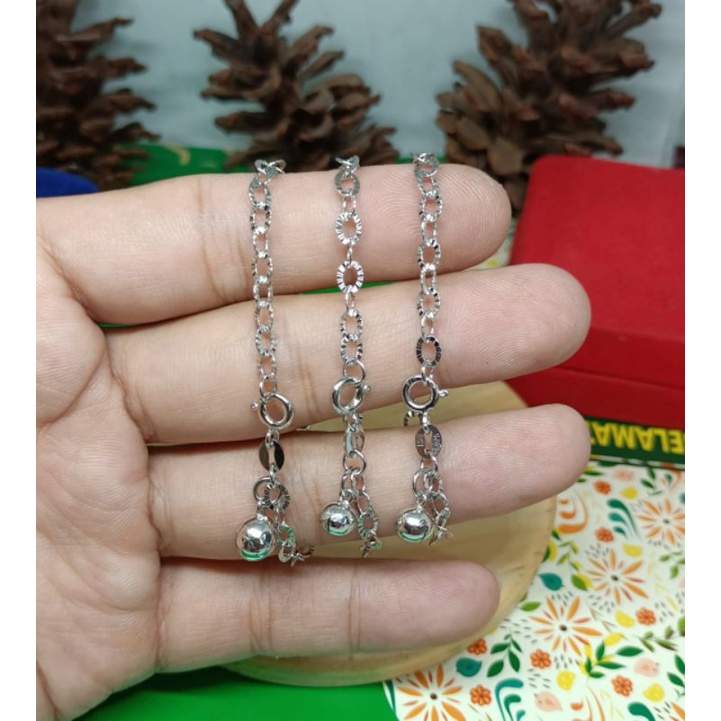 Gelang Holo Ukir, Perak 925, Sepuh Emas Putih