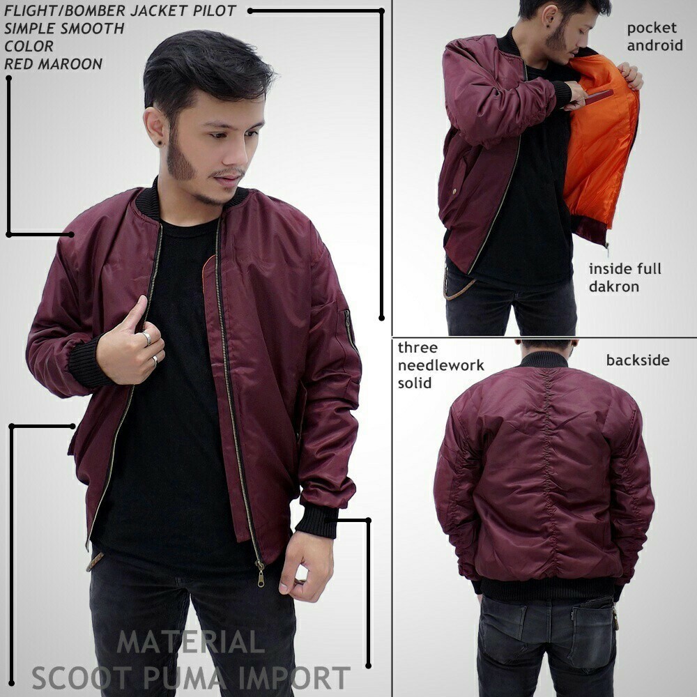 PREMIUM Jaket Pilot Bomber Polos Pria WATERPROOF