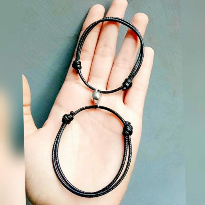 Gelang Couple Single gelang persahabatan Gelang pasangan Couple tali serut hitam magnet