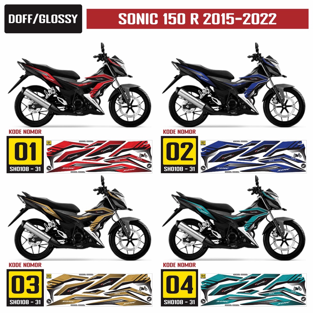 Sticker Striping Honda Sonic 150 R 2015-2022 Variasi GLOSSY/ DOFF Semua Ready Bisa COD