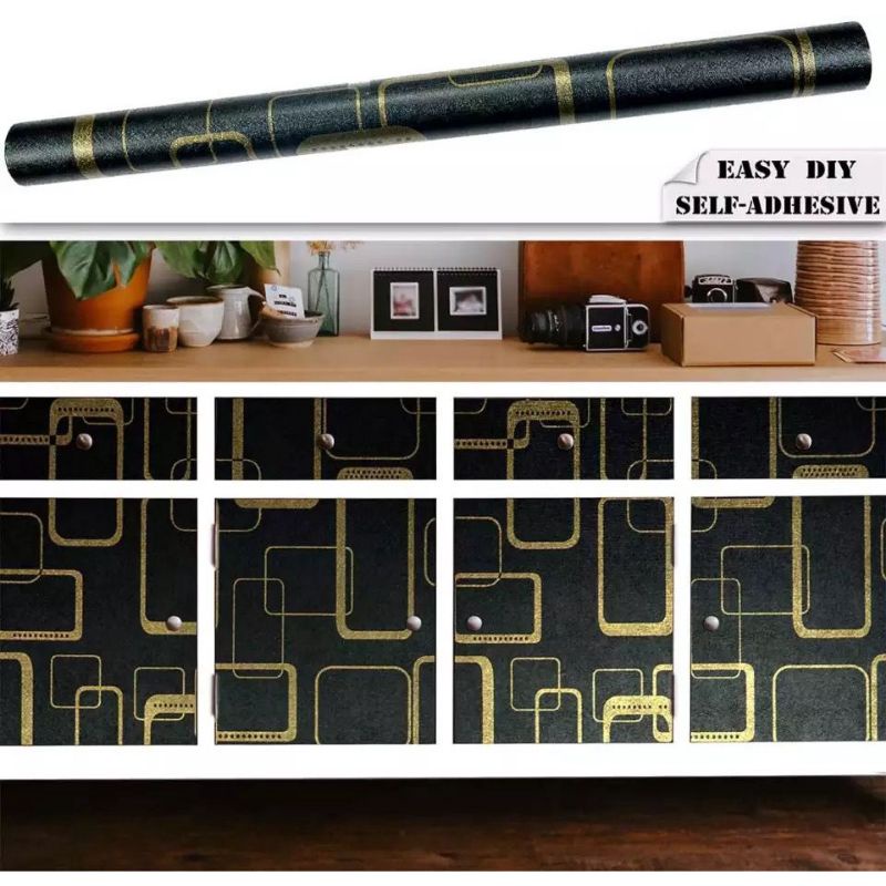 Wallpaper Dinding Kotak Kotak Hitam 9m s/d 10m x 45cm