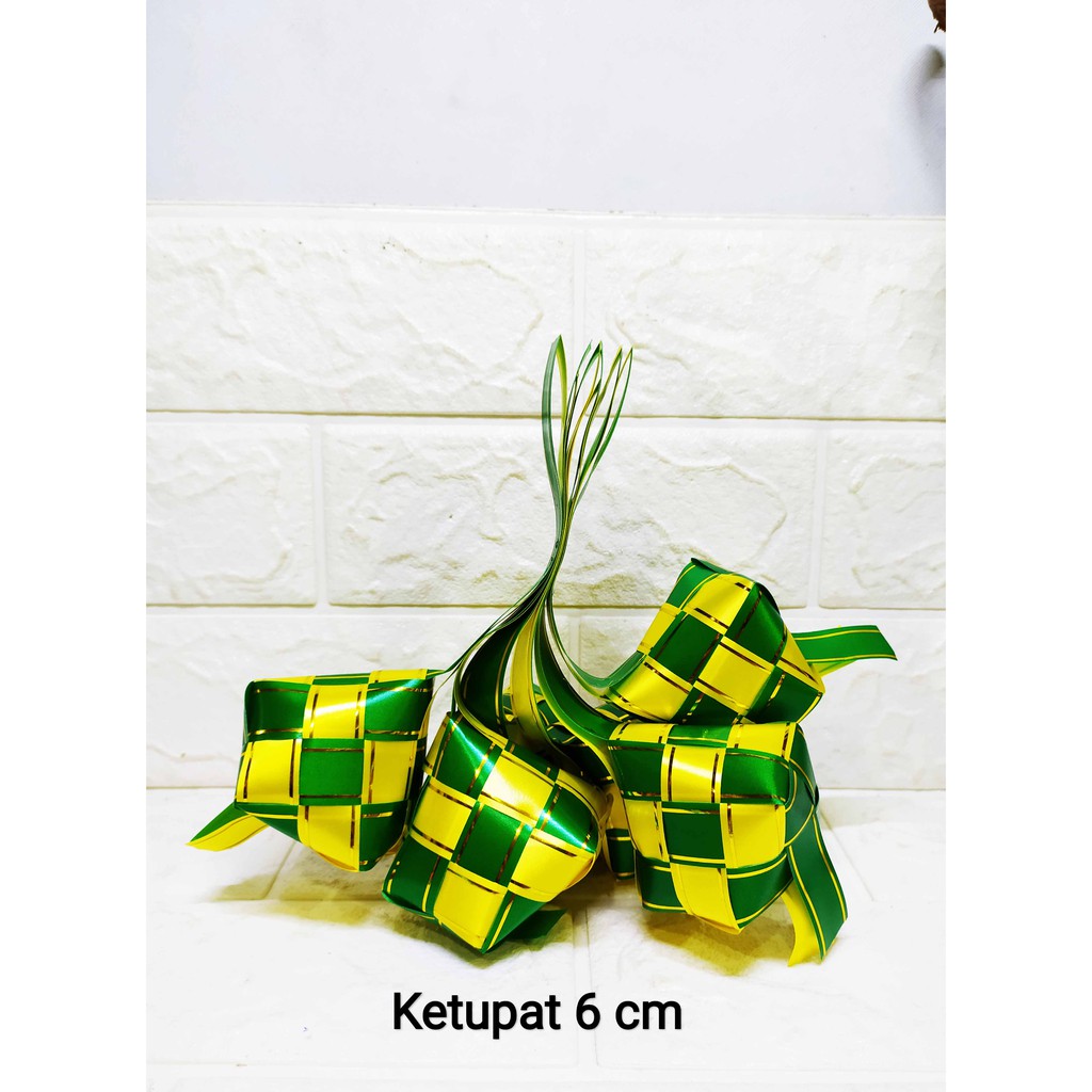 ( 6 pcs) Ketupat enam - ketupat  Sedang Ketupat Lebaran Hijau Kuning