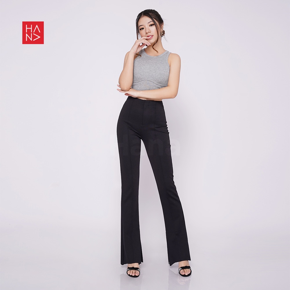 HanaFashion JKT - Maura Unfinished Slit Long Pants Celana Panjang Wanita Murah - LP130