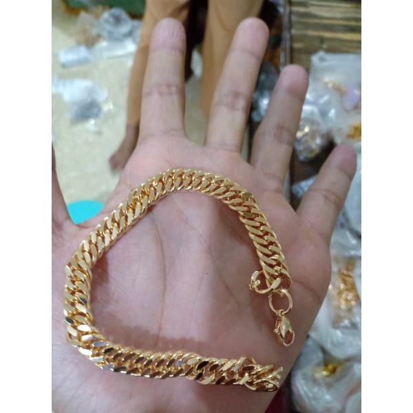Gelang Titanium Gold 19CM Fashion Pria Wanita Terlaris Anti Karat Tidak luntur Gelang Rantai Gold Pr