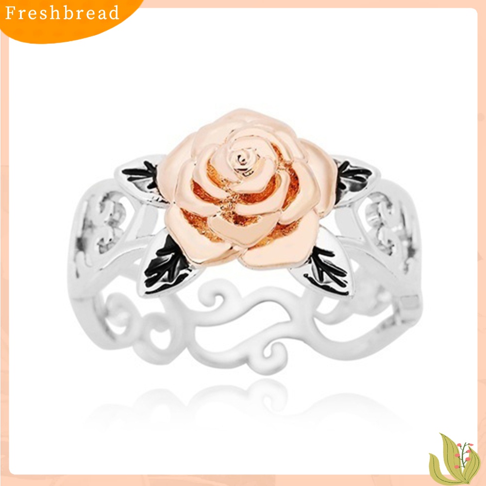 Terlaris Vintage Women Two Tone Flower Band Finger Ring Wedding Engagement Jewelry Gift