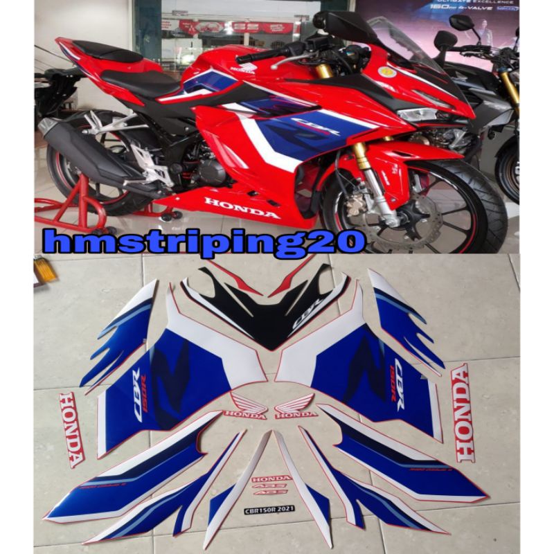 STRIPING STICKER LIS BODY MOTOR HONDA CBR 150 R MERAH TAHUN 2021