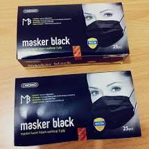 ONEMED Masker Medis Hitam 3ply Earloop 1 Kotak Isi 25 Pcs Cantol Telinga