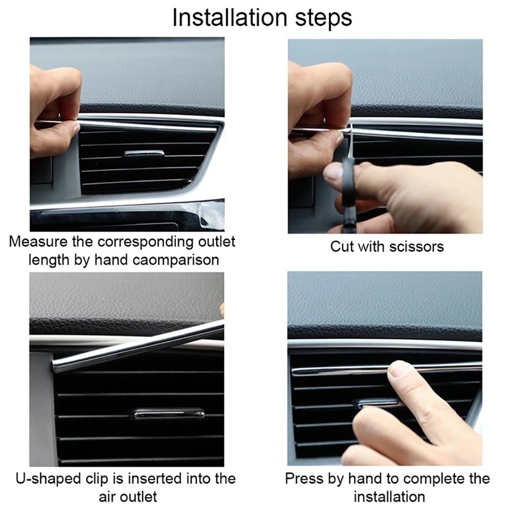 10psc total 2meter strip Hias Berbentuk U Di Mobil outlet Udara Konsol Tengah Mobil strip Hias Aksesoris Hias chrome