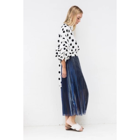 HELLO PARRY SANDRA MAXI METALLIC PLEATED SKIRT