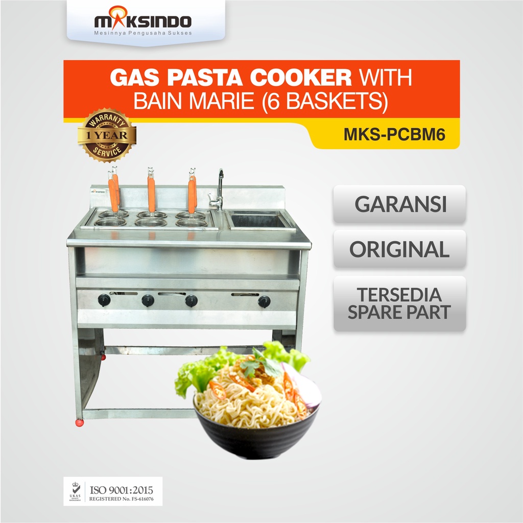 Pemasak Pasta Gas dengan Bain Marie (6 Keranjang) MKS-PCBM6