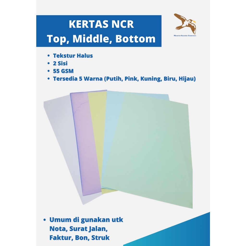 

Kertas NCR (TOP, MIDDLE, BOTTOM) 55 GSM