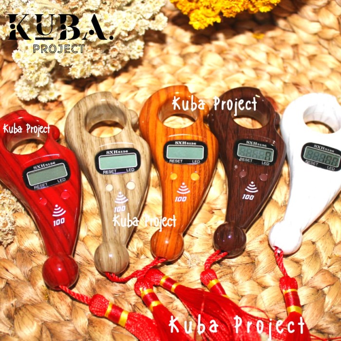 Tasbih Digital Kayu LED 100 Beep (berbunyi diangka 100) Tasbih Digital - Cream Diskon