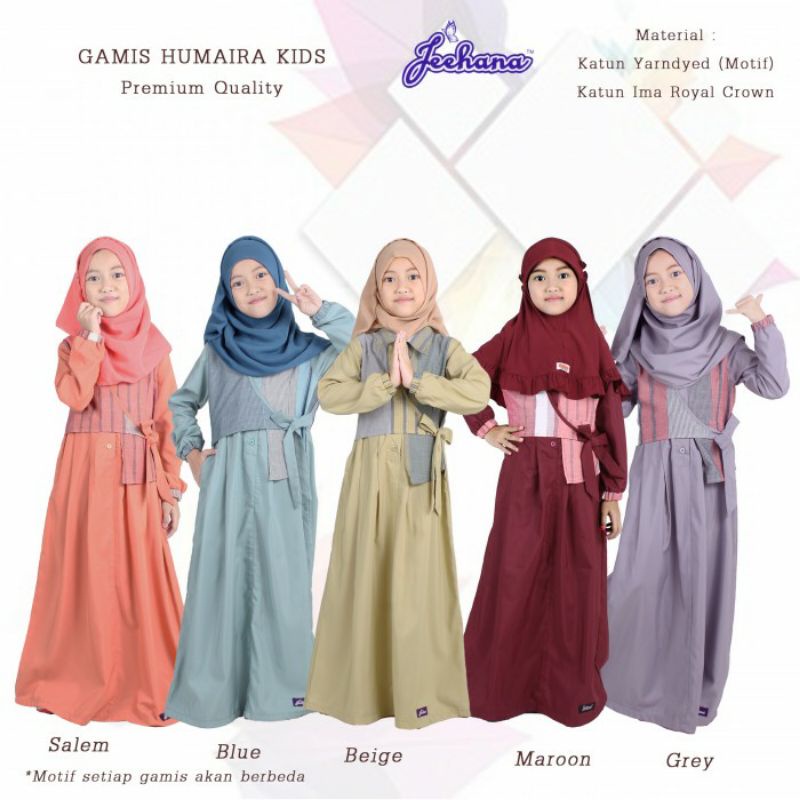 baju gamis anak perempuan cewek muslim dress humaira kids jhn