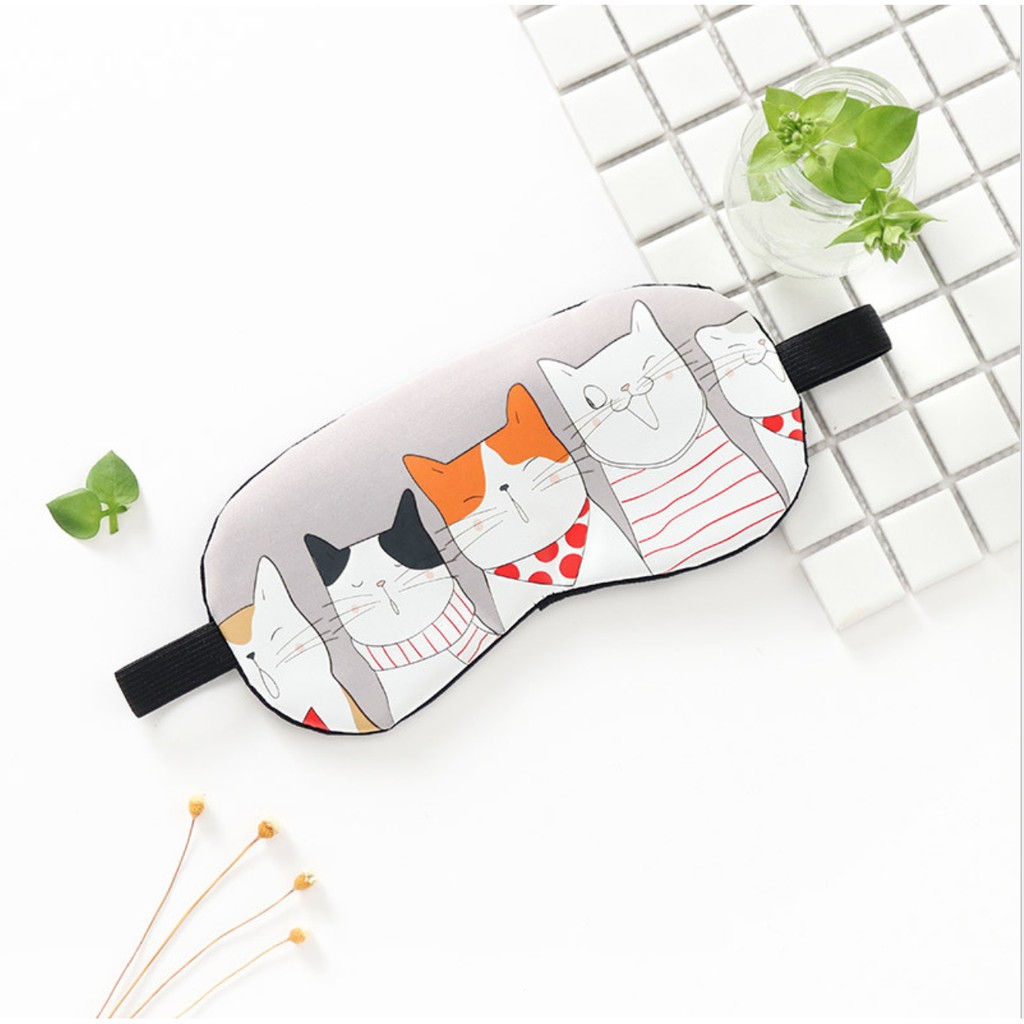 Masker Mata Penutup Mata Eye Mask untuk tidur dengan Ice Gel motif Smiling Cats