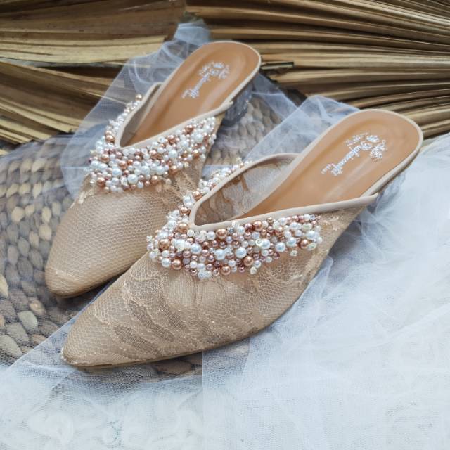 Sepatu wedding wanita cream sepatu wedding cantik