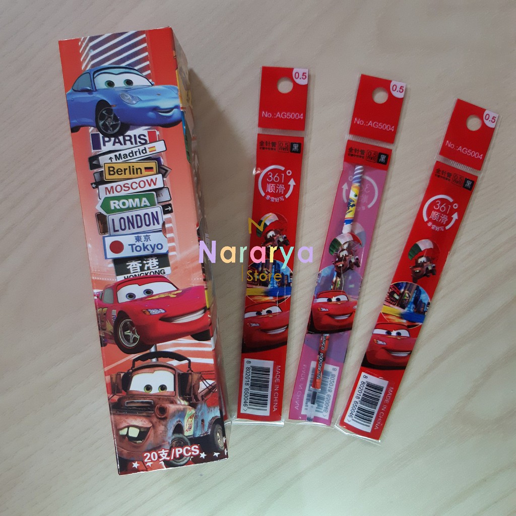 

10x Refill Gel Pen Cars / Gel Pen Karakter / Gel Pen Lucu / Pulpen Lucu / Alat Tulis Sekolah