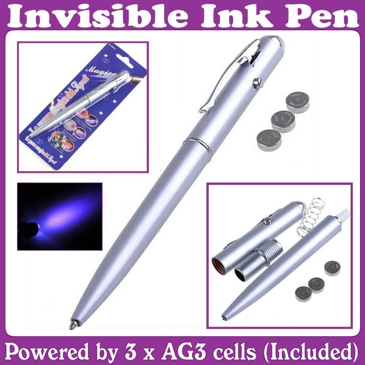 

2 in 1 Invisible Ink Pen + UV Light - Bolpoin, Pulpen Ultraviolet