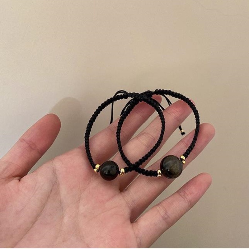 Gelang Tali Kepang Warna Hitam Gaya Harajuku