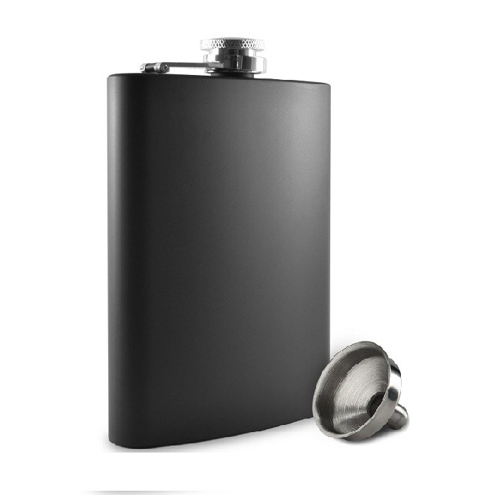 Painted Black Hip Flask 6oz - 12oz