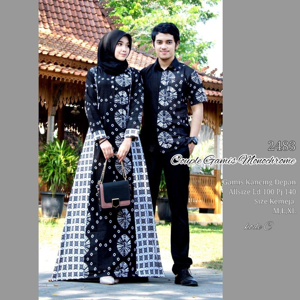 batik2483,couple pasangan kekinian 2021 / terlaris / sarimbit kekinian / kemeja batik / gamis..