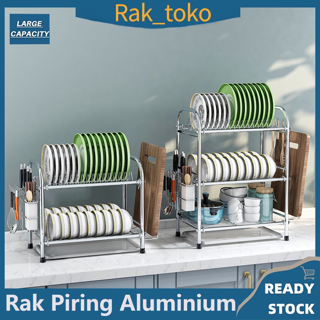 Rak dapur stainless steel rakbumbu  tiriskan sayuran kering datar dengan aksesoris