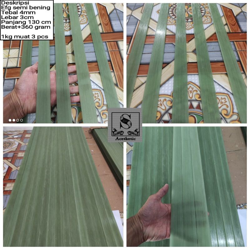 Fiber flat EFG 4mm 4,5mm 3mm 2,5 mm semi bening  Efoxy Fiberglass Import  Berkualitas Bahan Busur Pa