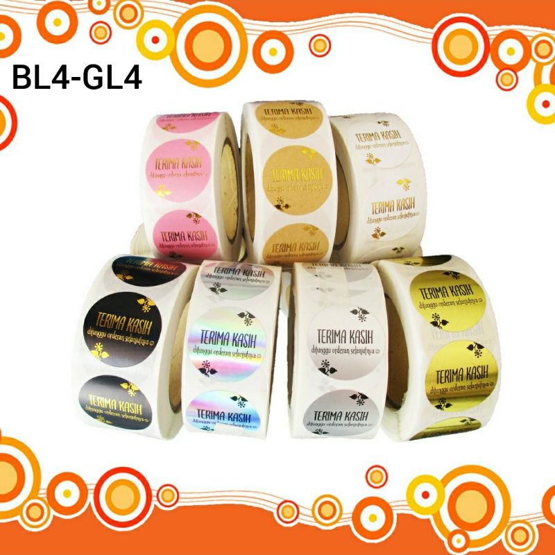 

Stiker terimakasih 1 roll (diameter 2.5cm), motif : BL4-GL4