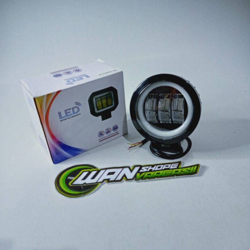 LAMPU LED MINI 3 LENSA KOTAK / BULAT WARNA BIRU