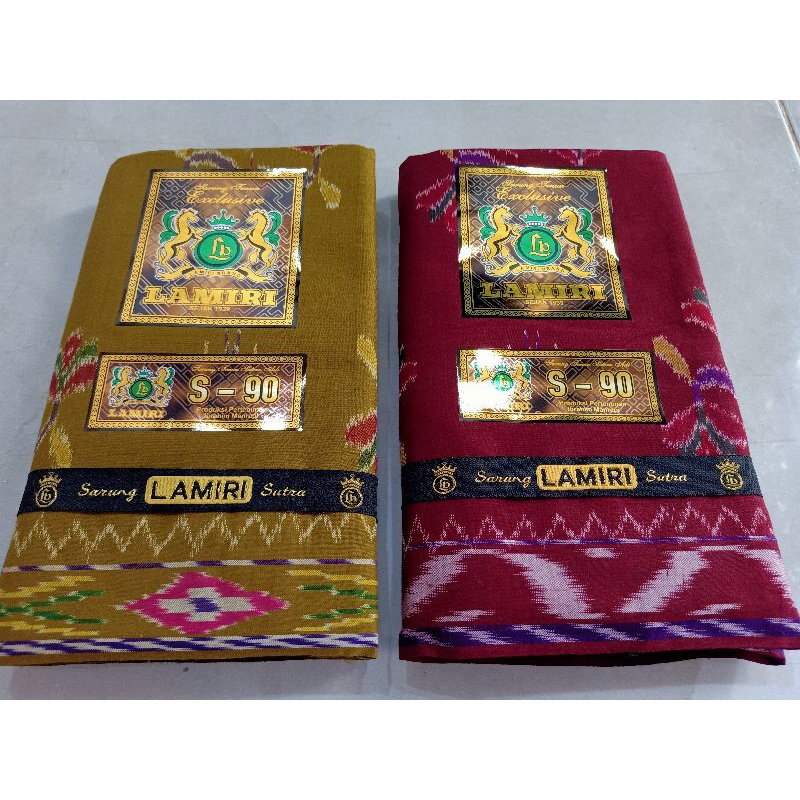 Sarung Lamiri Asli Kuning Samsu dan Merah Maroon Limited Edition Full Sutra Original BERHOLOGRAM