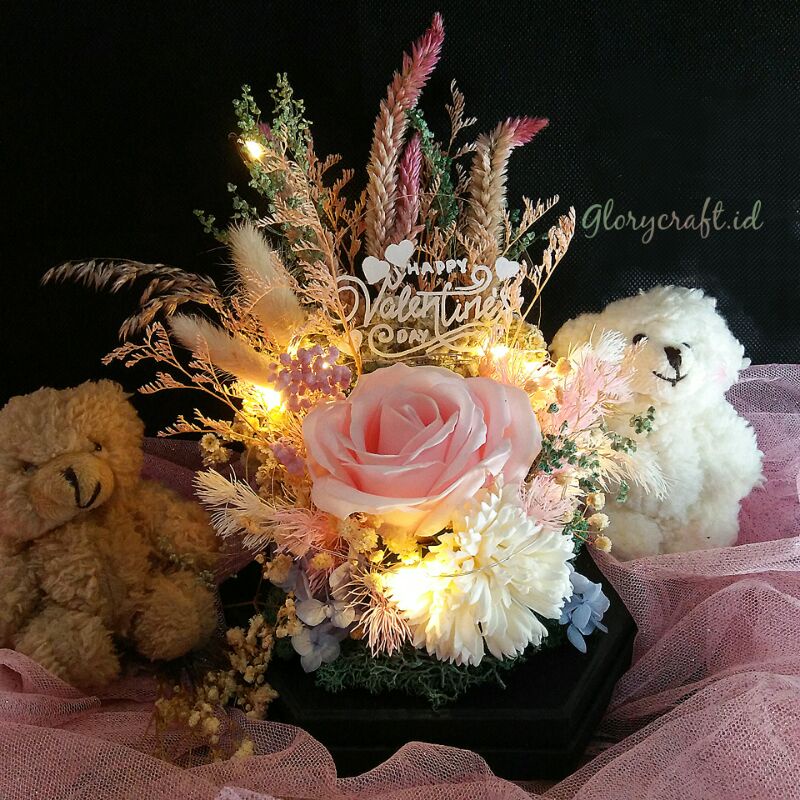 Bloombox Soap Flower kombinasi Dried Flower | Buket Bunga Sabun | Bunga Box