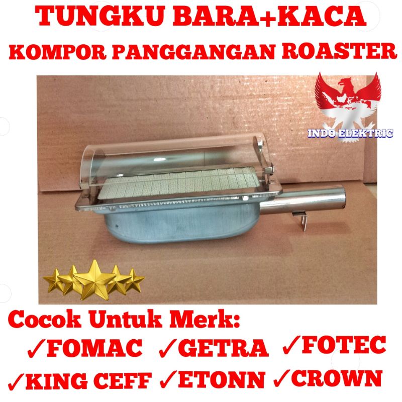 TUNGKU BARA + KACA 1SET KOMPOR PANGGANGAN ROASTER PANGGANG BBQ SOSIS SATE