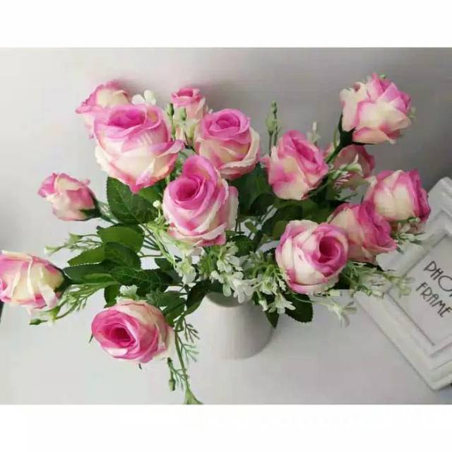 Bunga Mawar 7 cabang Artificial / Bunga Plastik Rose 7 Kuntum-3