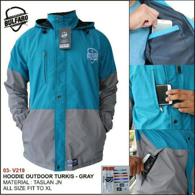 Jaket Hoodie Outdoor Waterproof Pria &amp; Wanita/Jaket Gunung Kombinasi Original Bulfaro/Jaket Motor