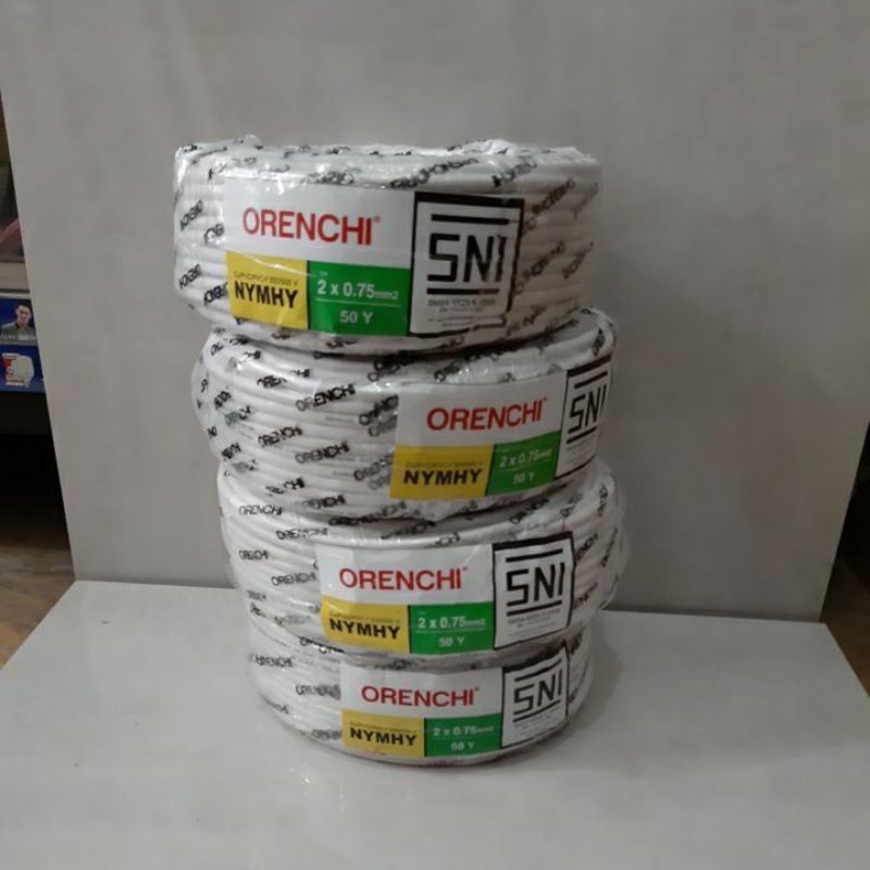 Kabel Listrik Serabut ORENCHI 2 x 0.75 mm - PUTIH / Roll