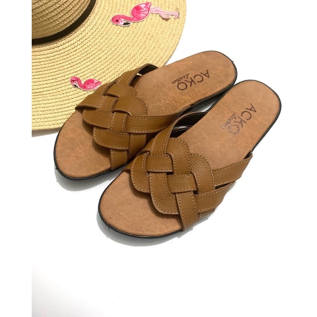 Sandal Kulit Wanita - sandal kulit garut model anyam