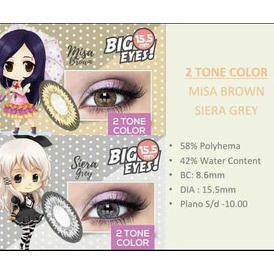 Softlens Manga Shin 2Tone Siera Grey -3.25 s/d -6.00 / Softlense / soflen Big Eyes 15.5mm -bebs