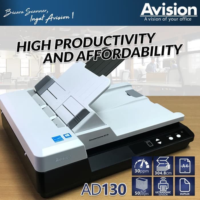 Scanner Avision AD130 Duplex ADF Flatbed Garansi Resmi AD 130 - 30ppm