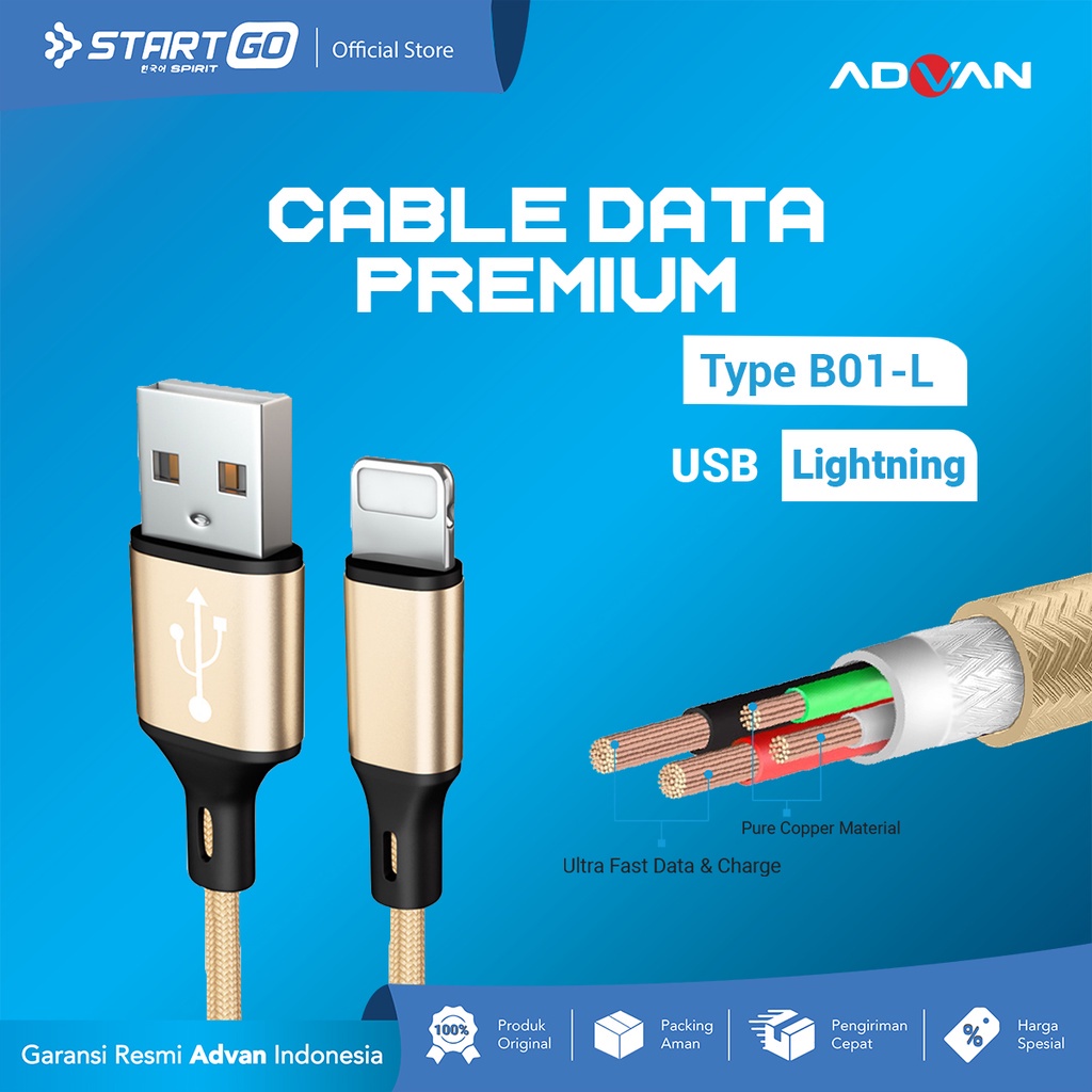 STARTGO Kabel Data Premium B01-L USB to LIGHTNING 1m 2.4A ORIGINAL