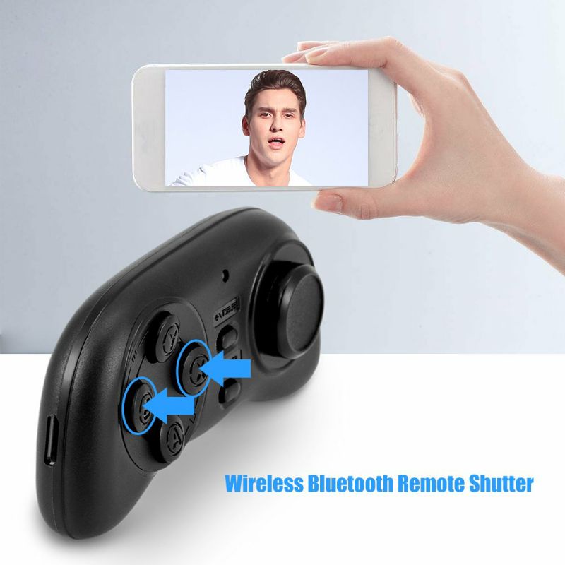 Portable and Compact Bluetooth Gamepad Controller Mini Gamepad Joystick Handle Remote Shutter(Black)