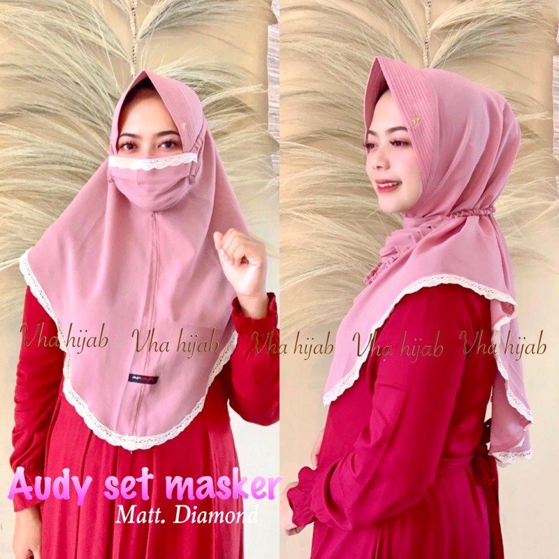 VHA | Khimar AUDY RENDA set masker husna