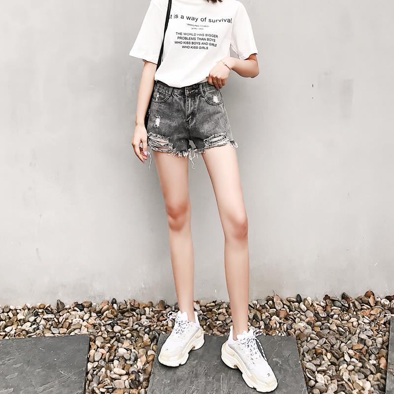 Celana pendek sobek wanita hot pants cewek jeans jumbo 3xl  ripped jeans highwaist pants dewasa seksi shortpants kekinian 2023