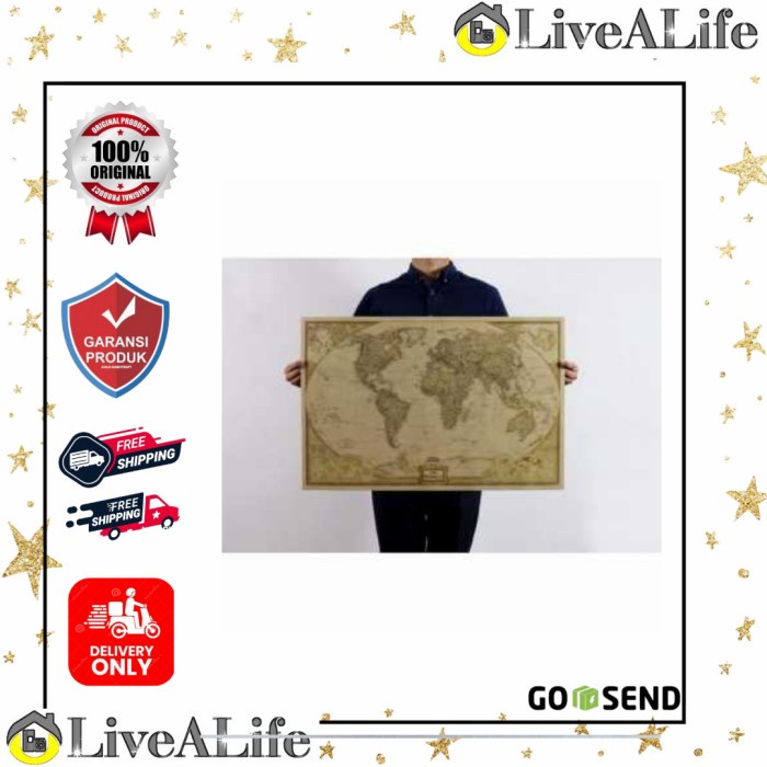 

Poster Peta Dunia Large Vintage World Map 104 x 69 cm - N401