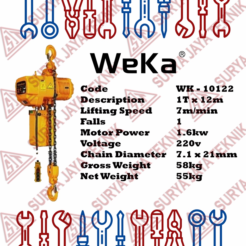 WEKA Katrol Rantai Elektrik / Electric Chain Hoist 1 ton
